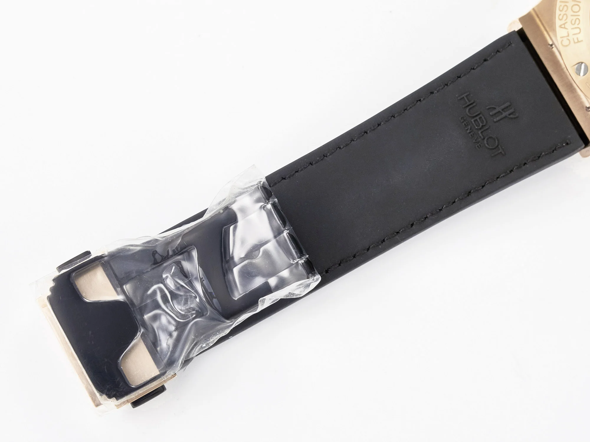 Classic Fusion 42mm RG JJF 1:1 Best Edition White Dial on Black Gummy Leather Strap