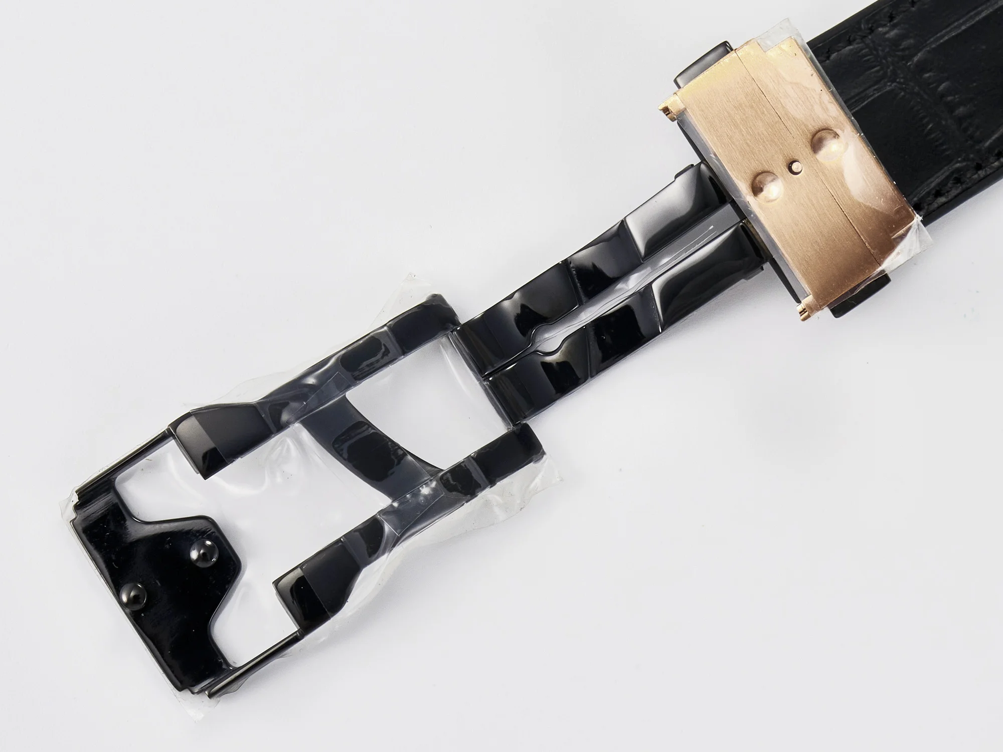 Classic Fusion 42mm RG JJF 1:1 Best Edition White Dial on Black Gummy Leather Strap