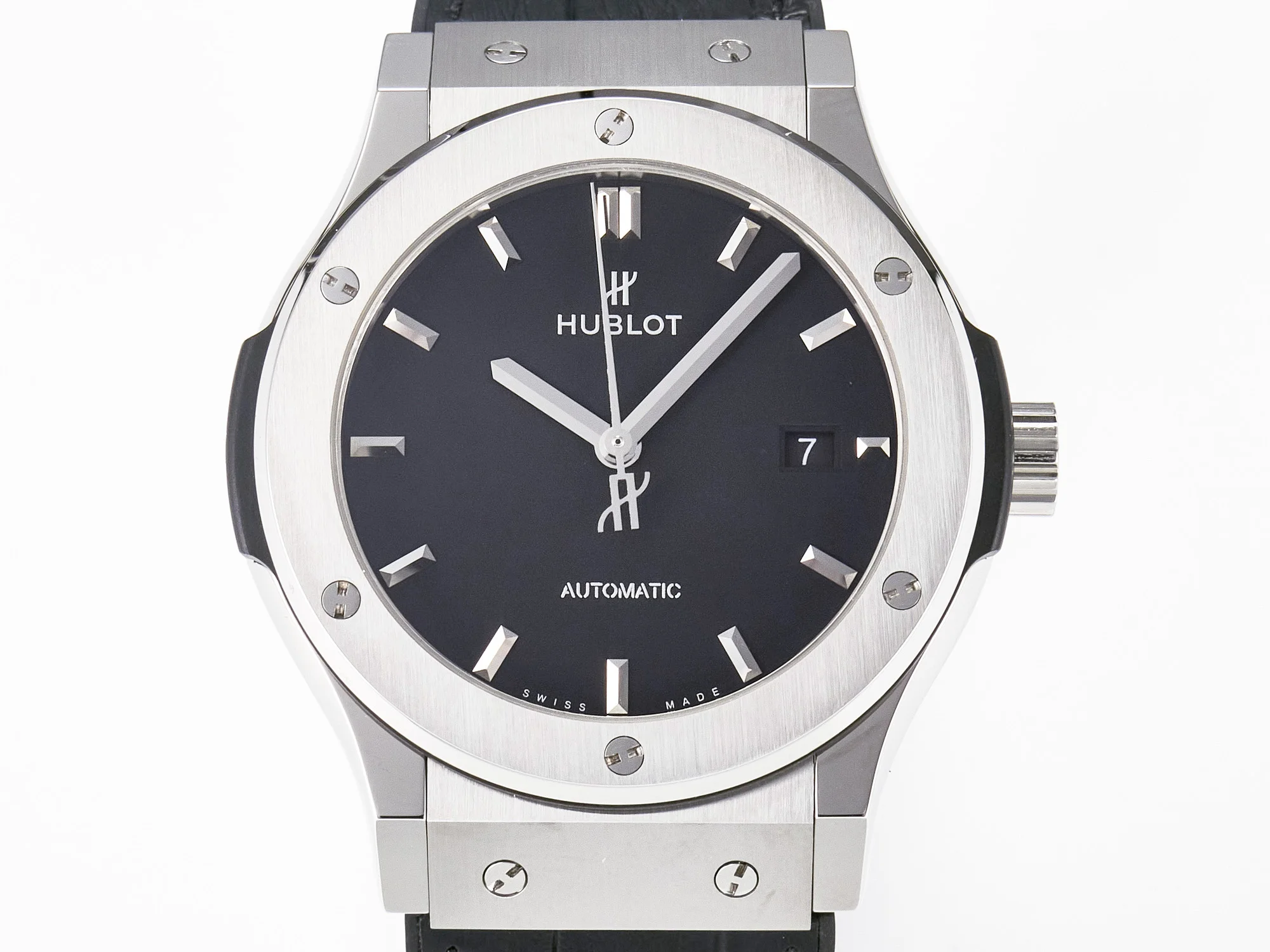 Classic Fusion 42mm SS JJF 1:1 Best Edition Black Dial on Black Gummy Leather Strap