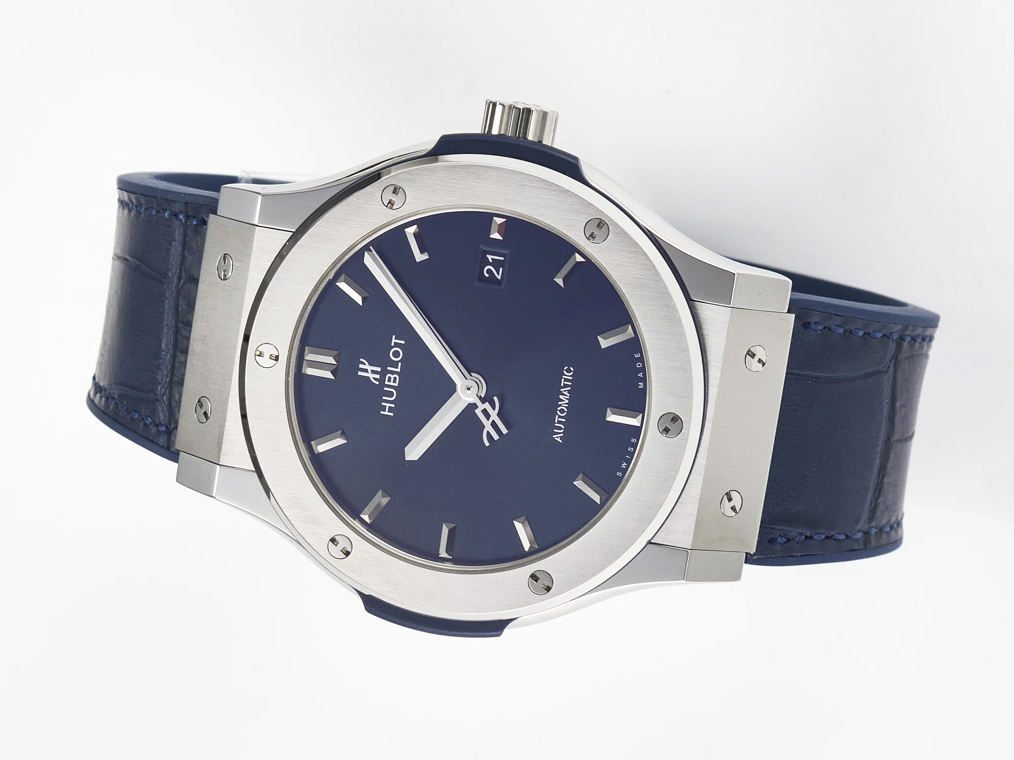 Classic Fusion 42mm SS JJF 1:1 Best Edition Blue Dial on Blue Gummy Leather Strap
