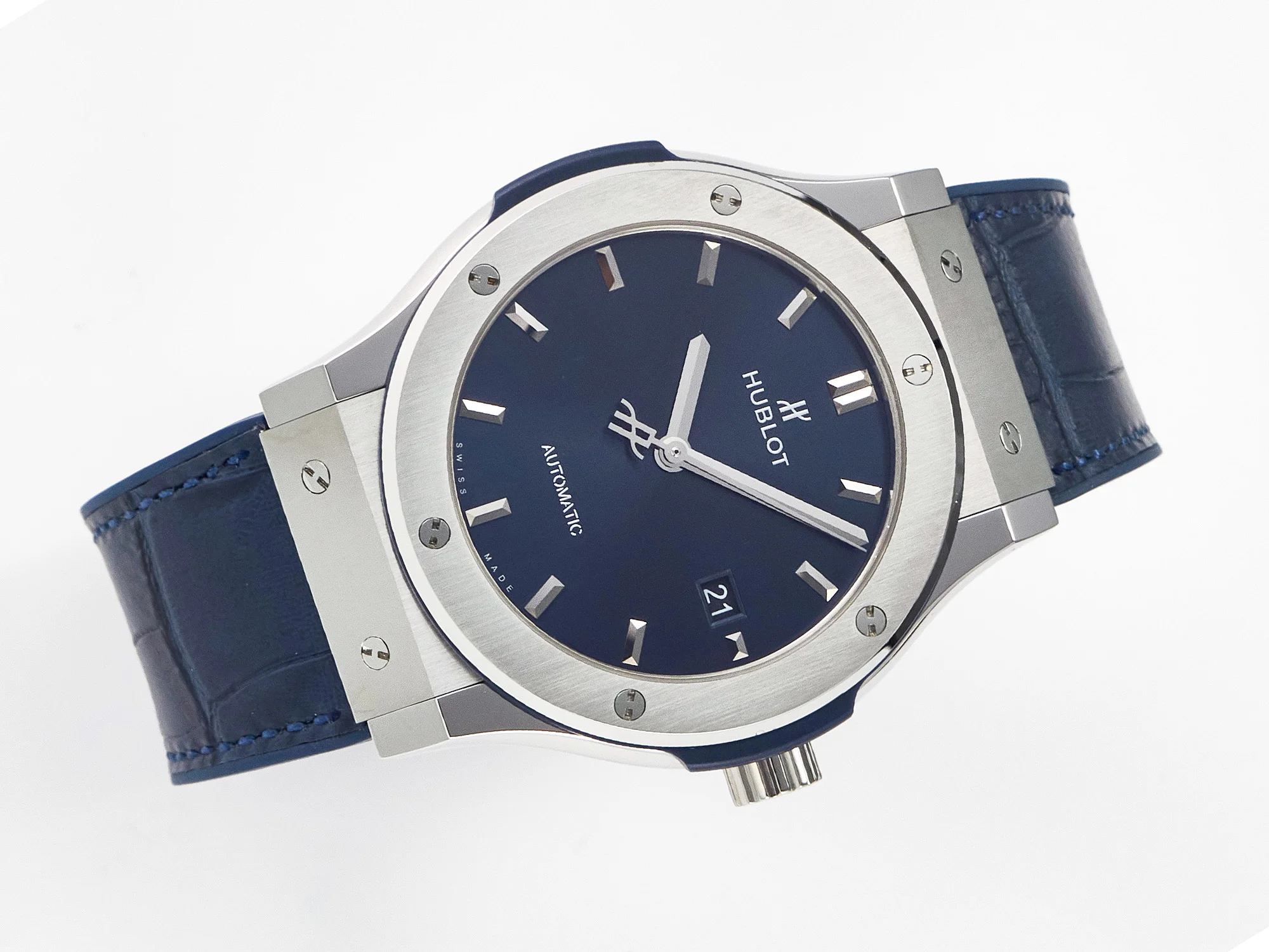 Classic Fusion 42mm SS JJF 1:1 Best Edition Blue Dial on Blue Gummy Leather Strap