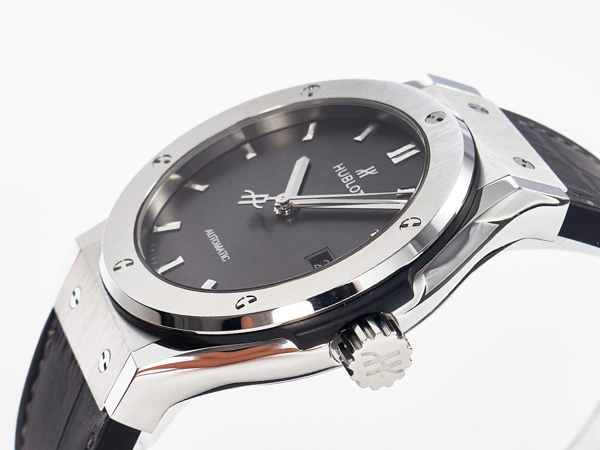 Classic Fusion 42mm SS JJF 1:1 Best Edition Gray Dial on Black Gummy Leather Strap