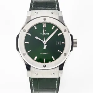 Classic Fusion 42mm SS JJF 1:1 Best Edition Green Dial on Green Gummy Leather Strap
