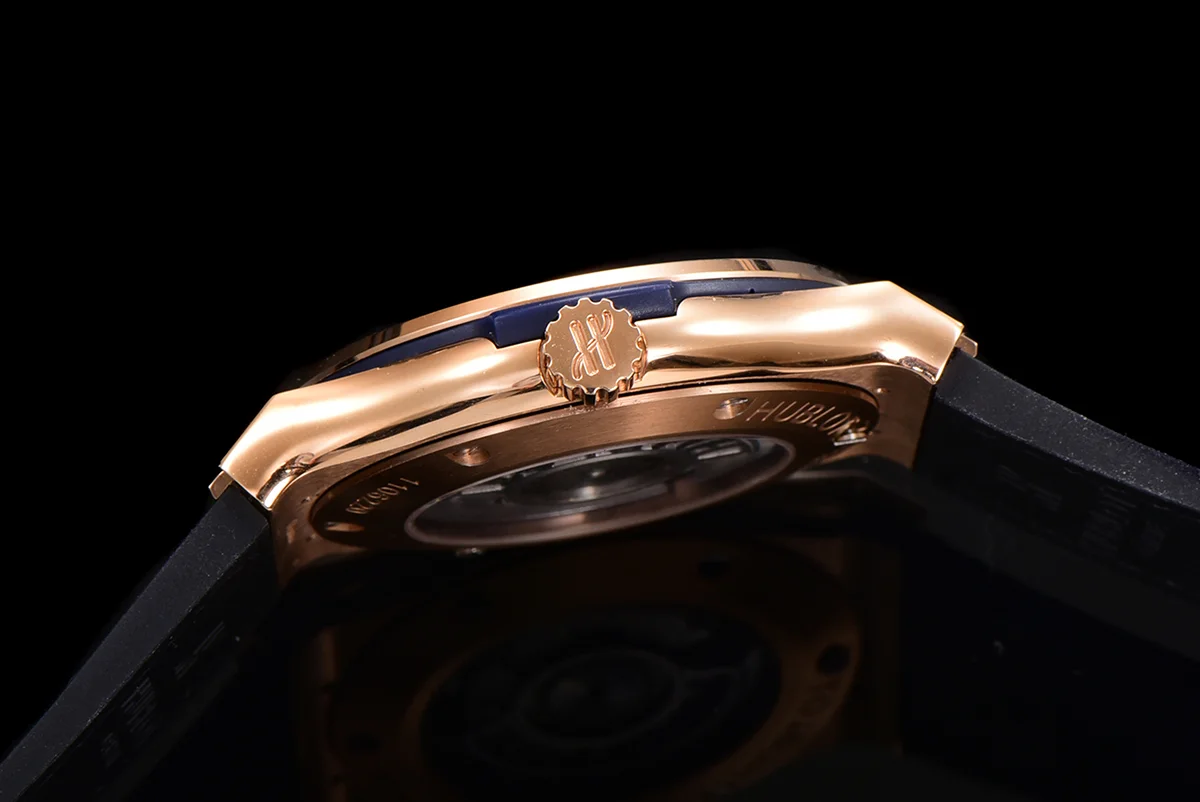 Classic Fusion Automatic 42mm Diamond Paved Dial in Rose Gold on Brown Leather Strap