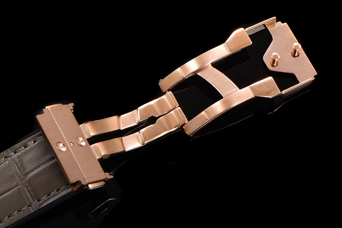 Classic Fusion Automatic 42mm Diamond Paved Dial in Rose Gold on Brown Leather Strap