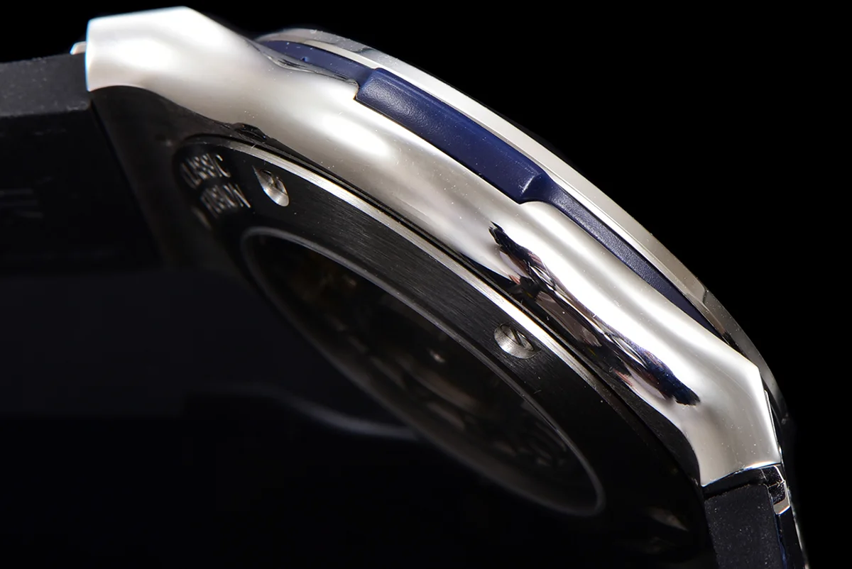 Classic Fusion Automatic 42mm Diamond Paved Dial in Steel on Blue Leather Strap