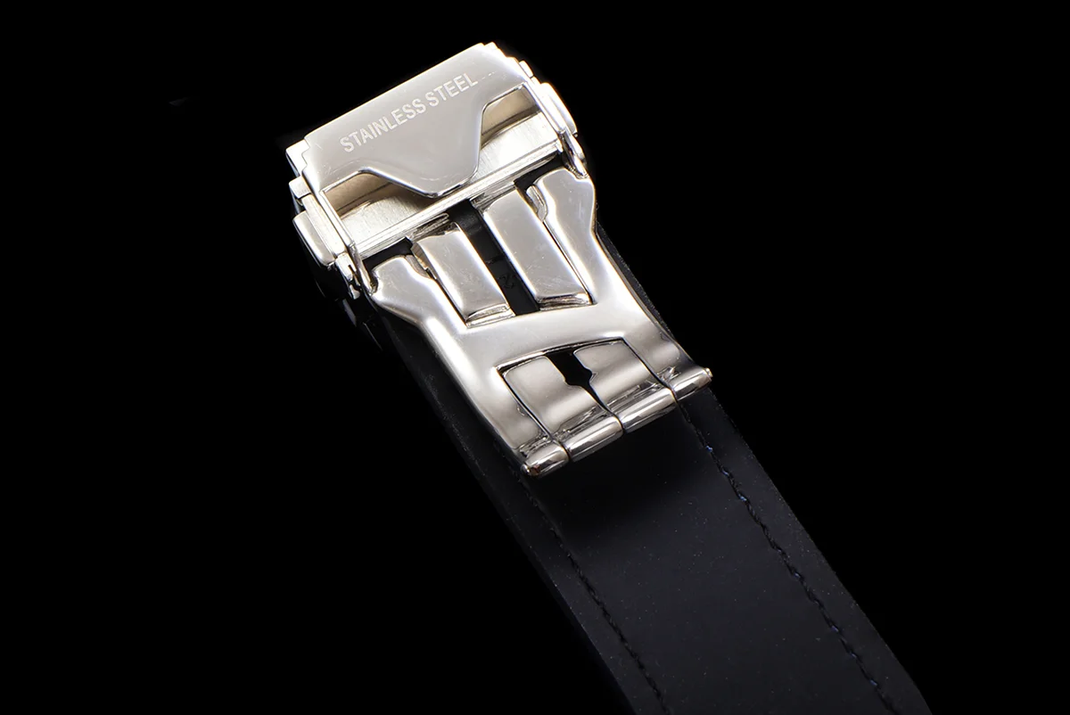 Classic Fusion Automatic 42mm Diamond Paved Dial in Steel on Blue Leather Strap