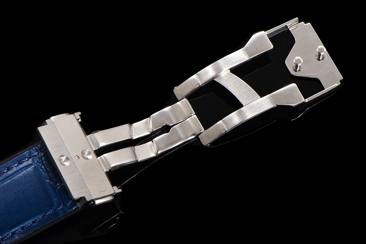 Classic Fusion Automatic 42mm Diamond Paved Dial in Steel on Blue Leather Strap
