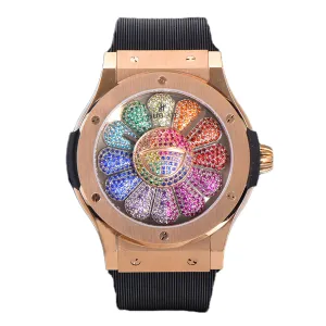 Classic Fusion Takashi Murakami 45mm Sunflower Dial in Rose Gold on Rubber Strap