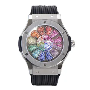 Classic Fusion Takashi Murakami 45mm Sunflower Dial in Steel on Rubber Strap
