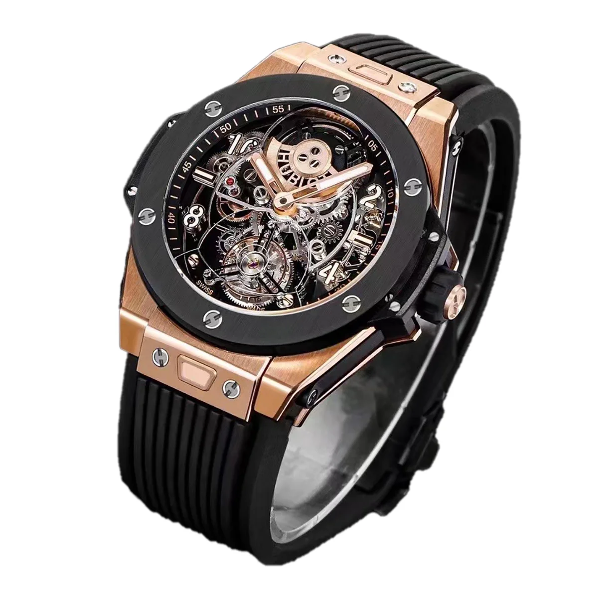Classic Fusion Tourbillon 45mm with Ceramic Bezel Skeleton Dial in Rose Gold