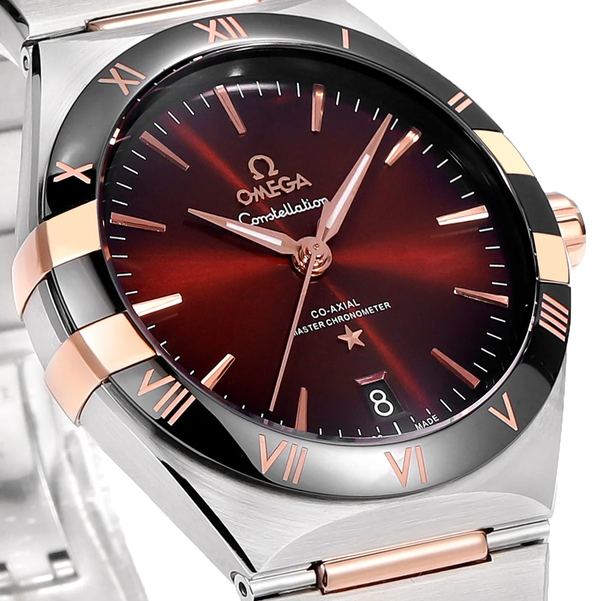 Constellation Co-Axial Master Chronometer Sedna™ Gold 41mm Burgundy Dial with Ceramic Bezel on Bracelet