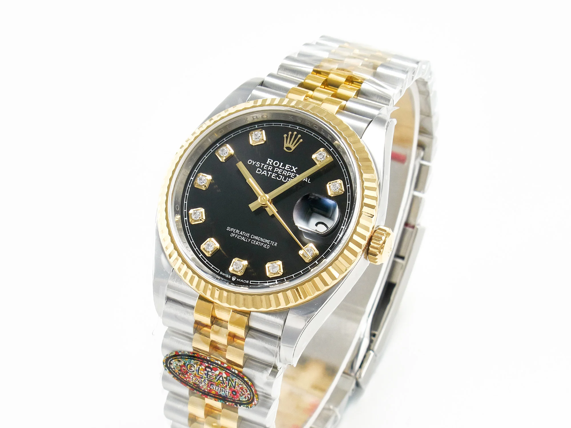DateJust 36 126233 Clean 1:1 Best Edition 904L Steel Black Diamonds Dial on SS/YG Jubilee Bracelet VR3235