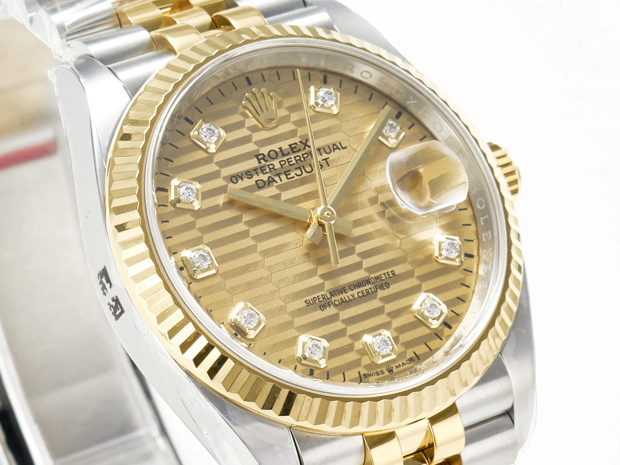 DateJust 36 126233 Clean 1:1 Best Edition 904L Steel YG Textured Diamonds Dial on SS/YG Jubilee Bracelet VR3235