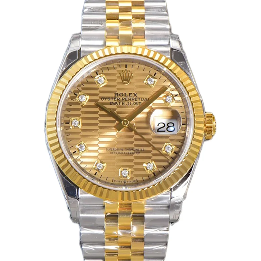 Datejust 36 126233 Golden Motif Dial with Stick Marker in Steel/Yellow Gold in Jubilee