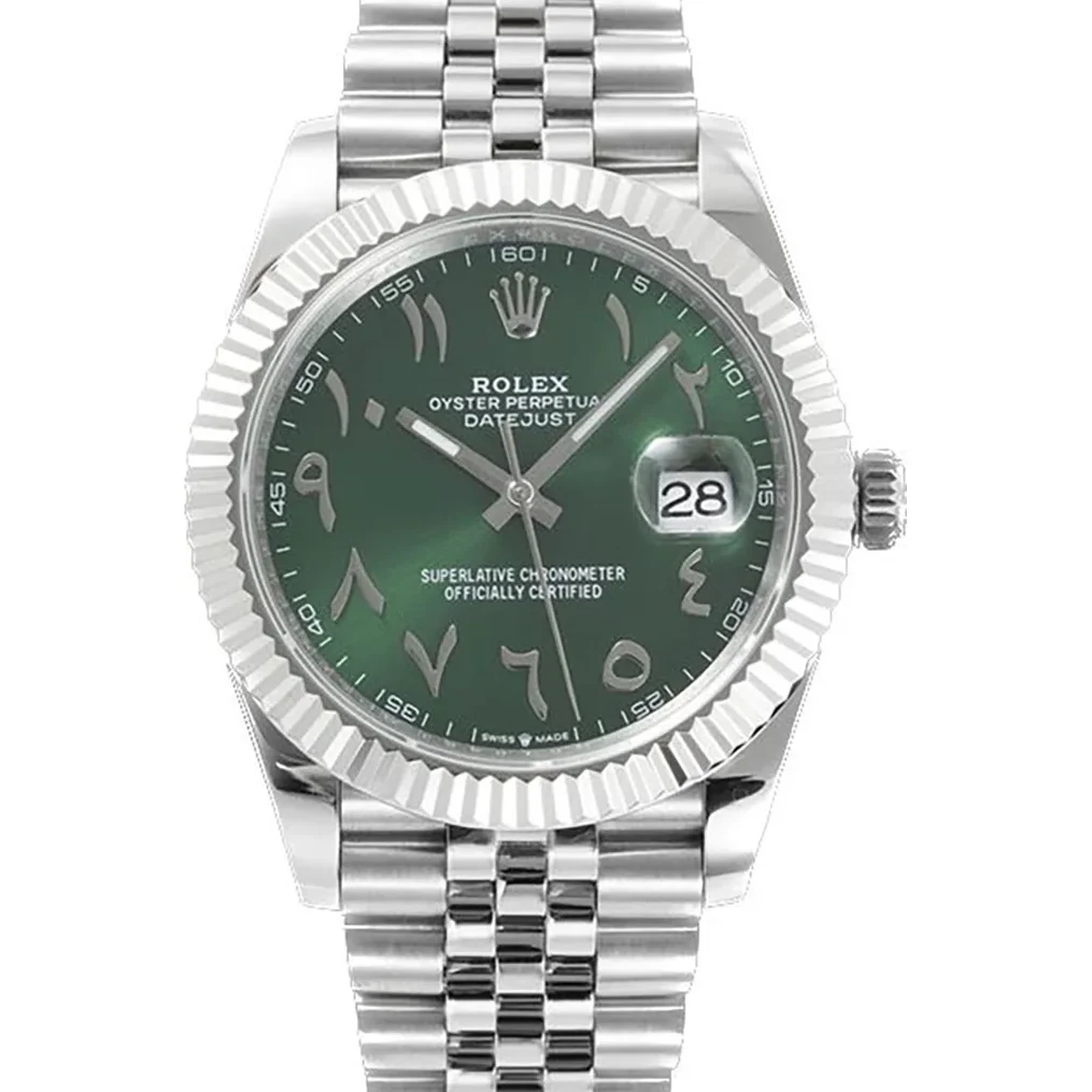 Datejust 41 126300 Green Dial with Arabic Numerals in Steel