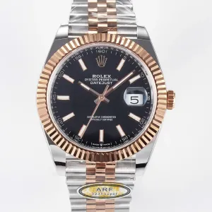 DateJust 41 126331 ARF 1:1 Best Edition 904L Steel Black Dial on SS/RG Jubilee Bracelet SH3235（Gain Weight）