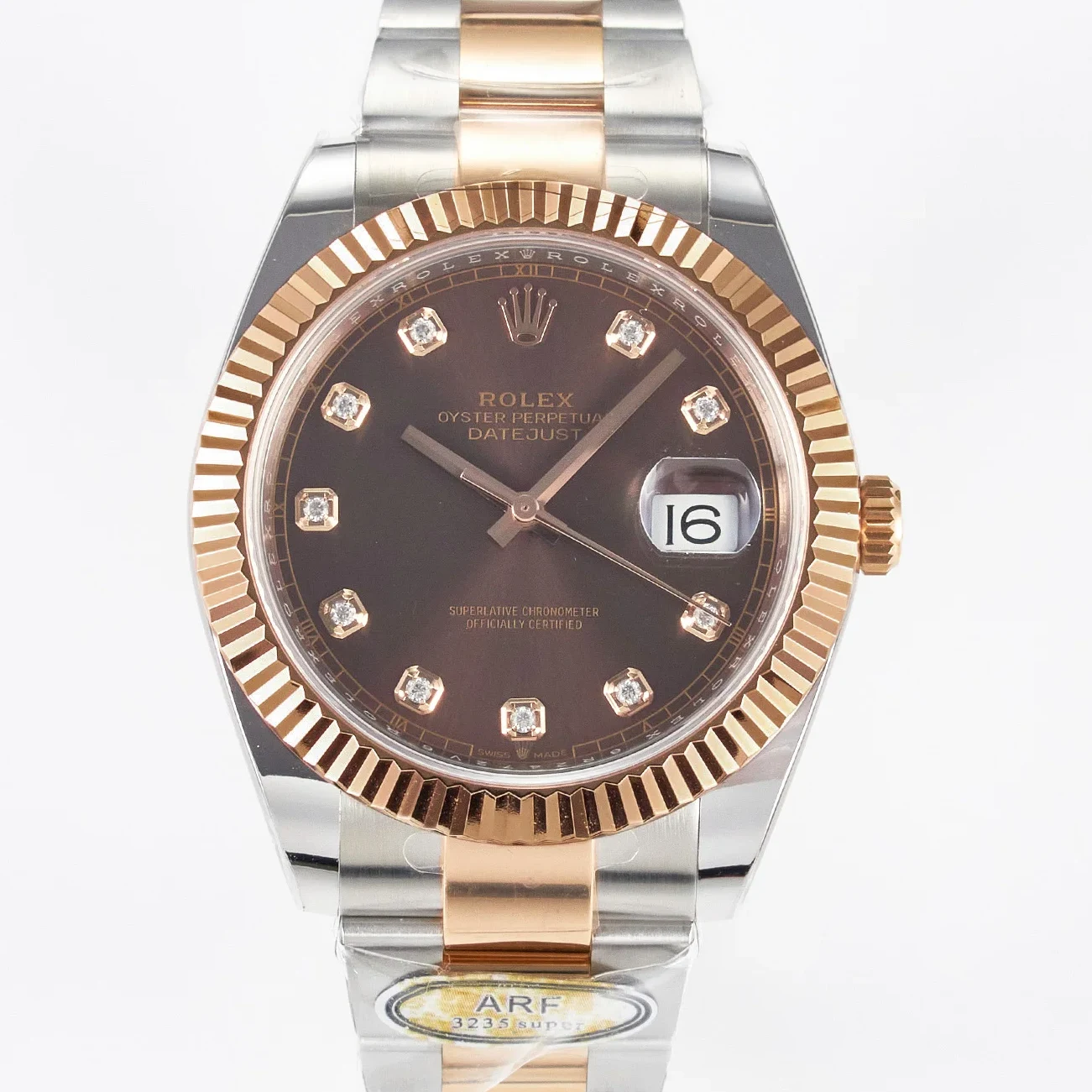 DateJust 41 126331 ARF 1:1 Best Edition 904L Steel Brown Diamonds Dial on SS/RG Oyster Bracelet SH3235(Gain Weight)