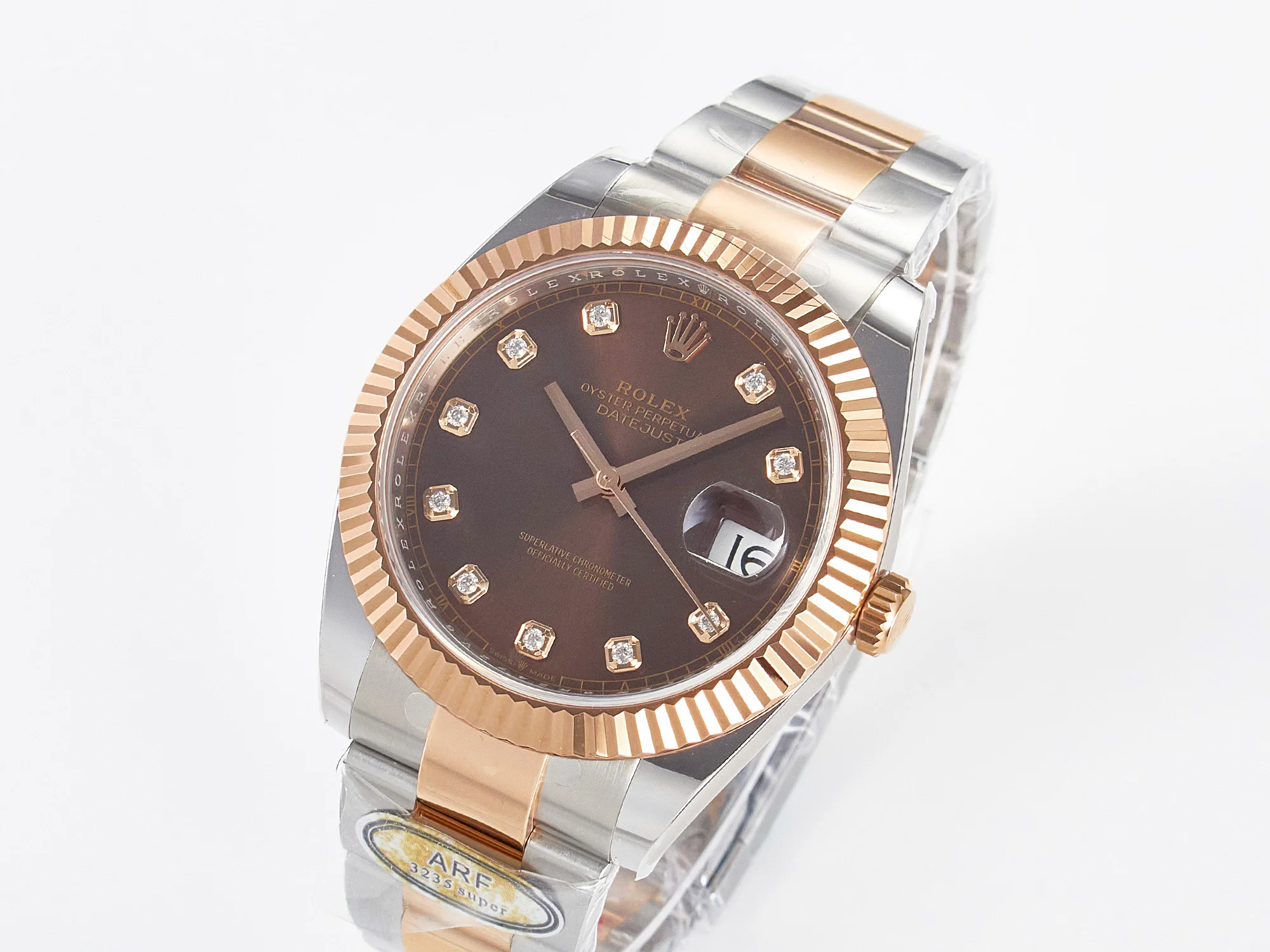 DateJust 41 126331 ARF 1:1 Best Edition 904L Steel Brown Diamonds Dial on SS/RG Oyster Bracelet SH3235(Gain Weight)