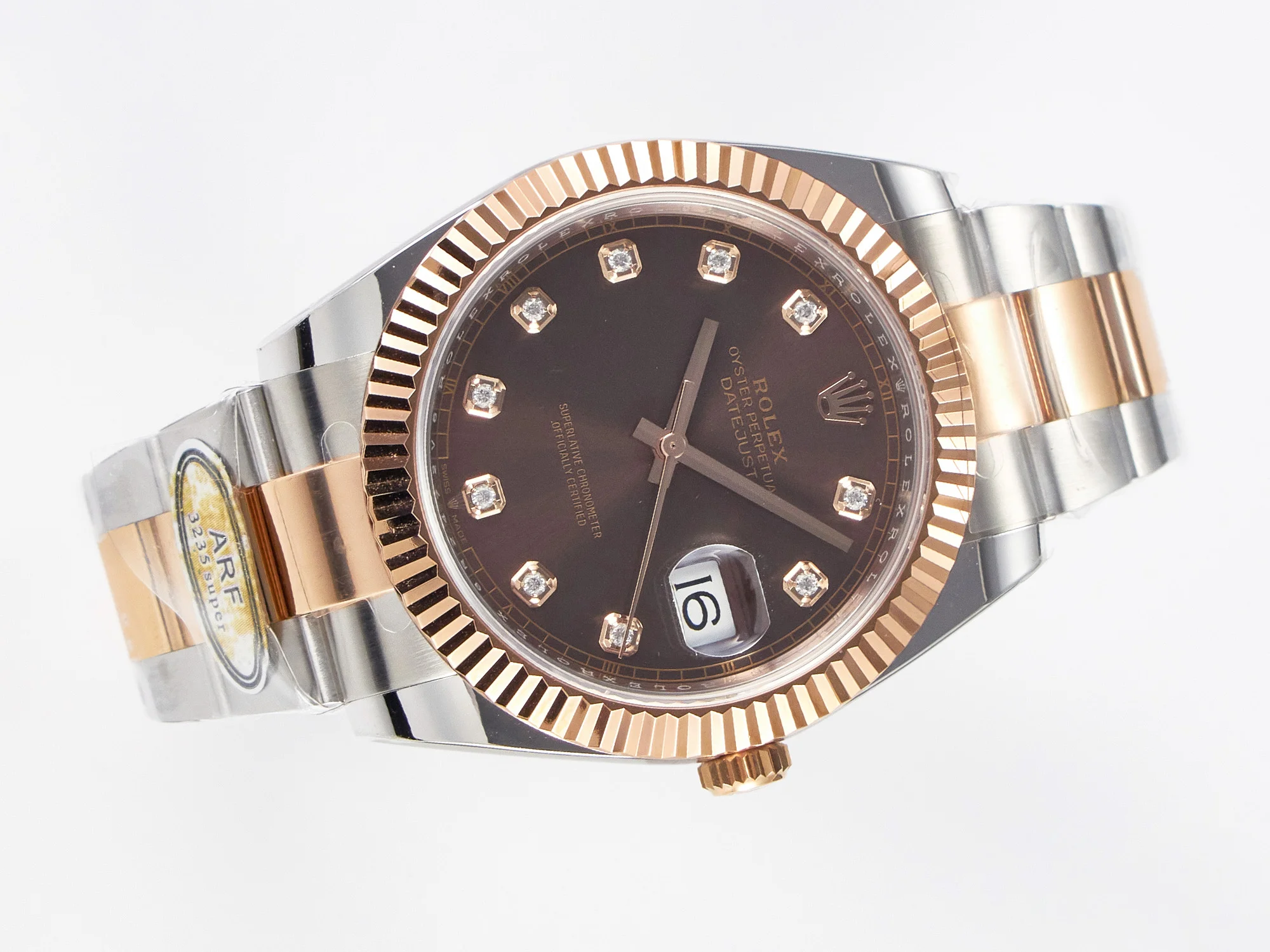 DateJust 41 126331 ARF 1:1 Best Edition 904L Steel Brown Diamonds Dial on SS/RG Oyster Bracelet SH3235(Gain Weight)
