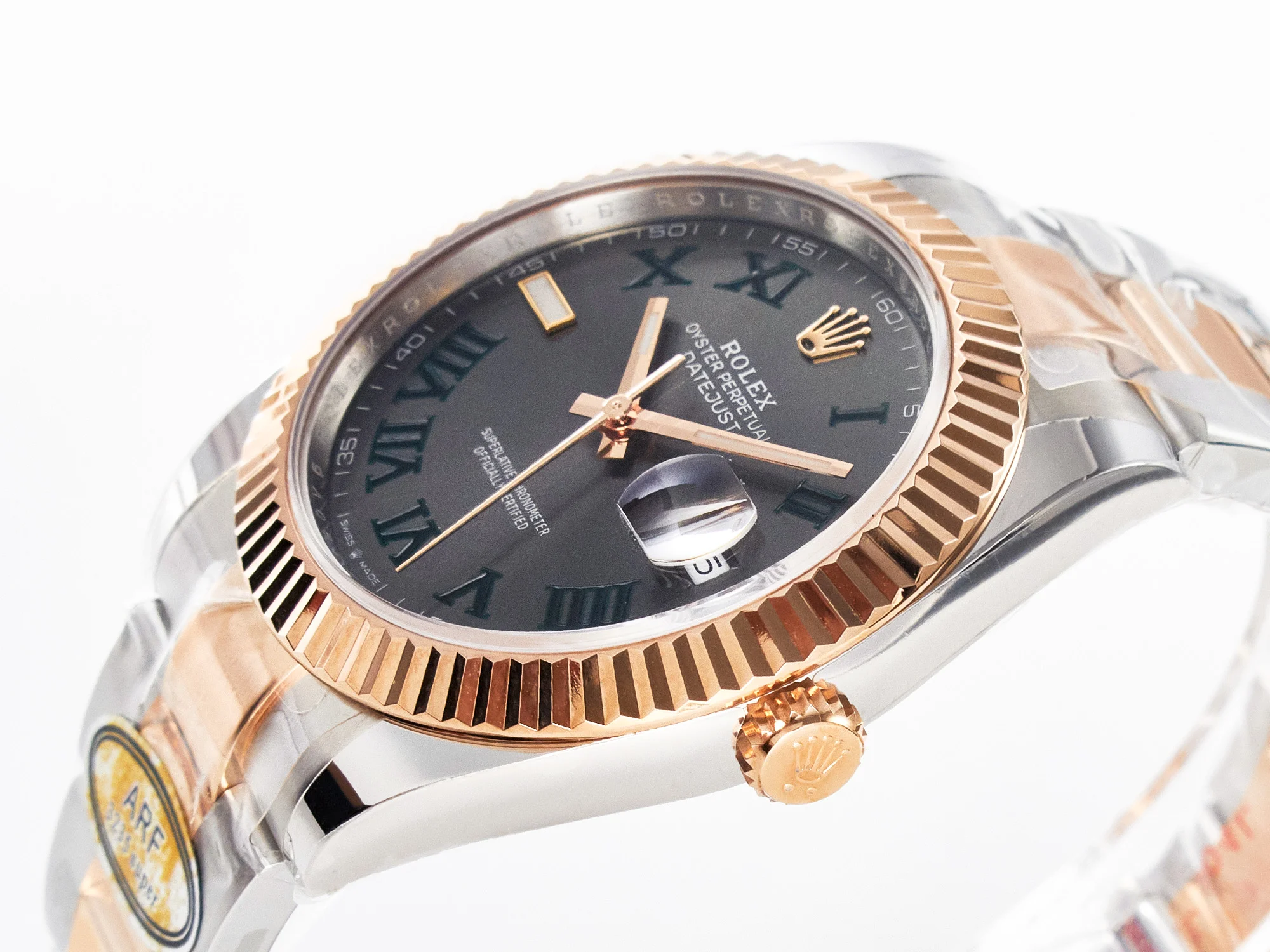 DateJust 41 126331 ARF 1:1 Best Edition 904L Steel Gray Dial Green Roman Marker on SS/RG Oyster Bracelet SH3235(Gain Weight)