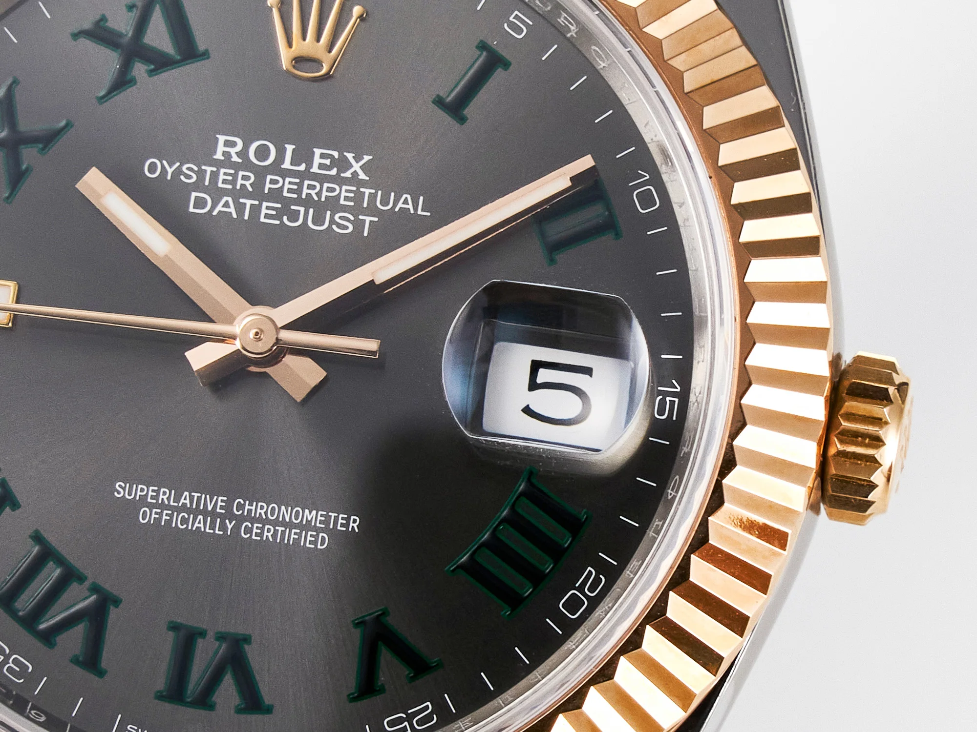 DateJust 41 126331 ARF 1:1 Best Edition 904L Steel Gray Dial Green Roman Marker on SS/RG Oyster Bracelet SH3235(Gain Weight)