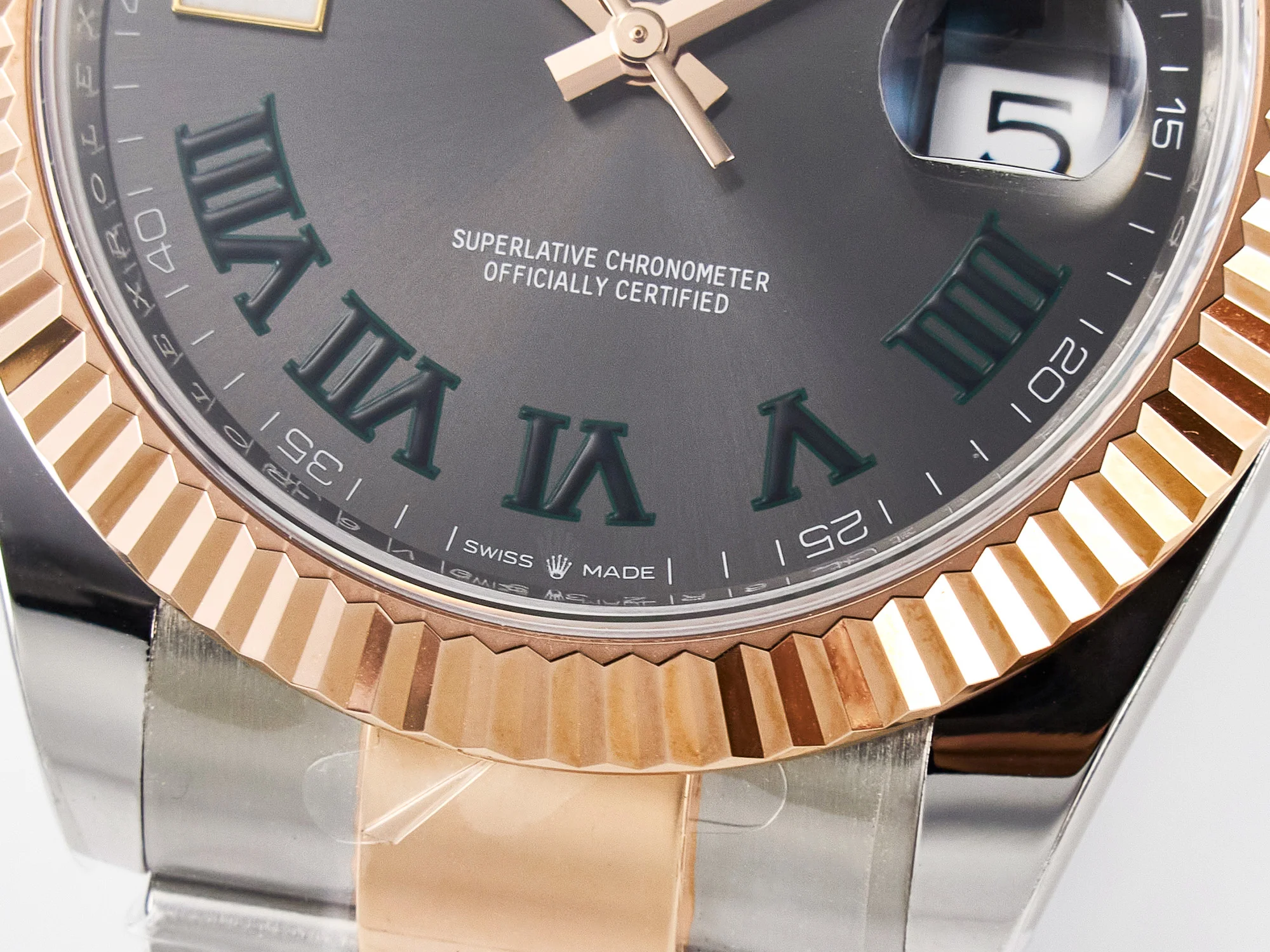 DateJust 41 126331 ARF 1:1 Best Edition 904L Steel Gray Dial Green Roman Marker on SS/RG Oyster Bracelet SH3235(Gain Weight)