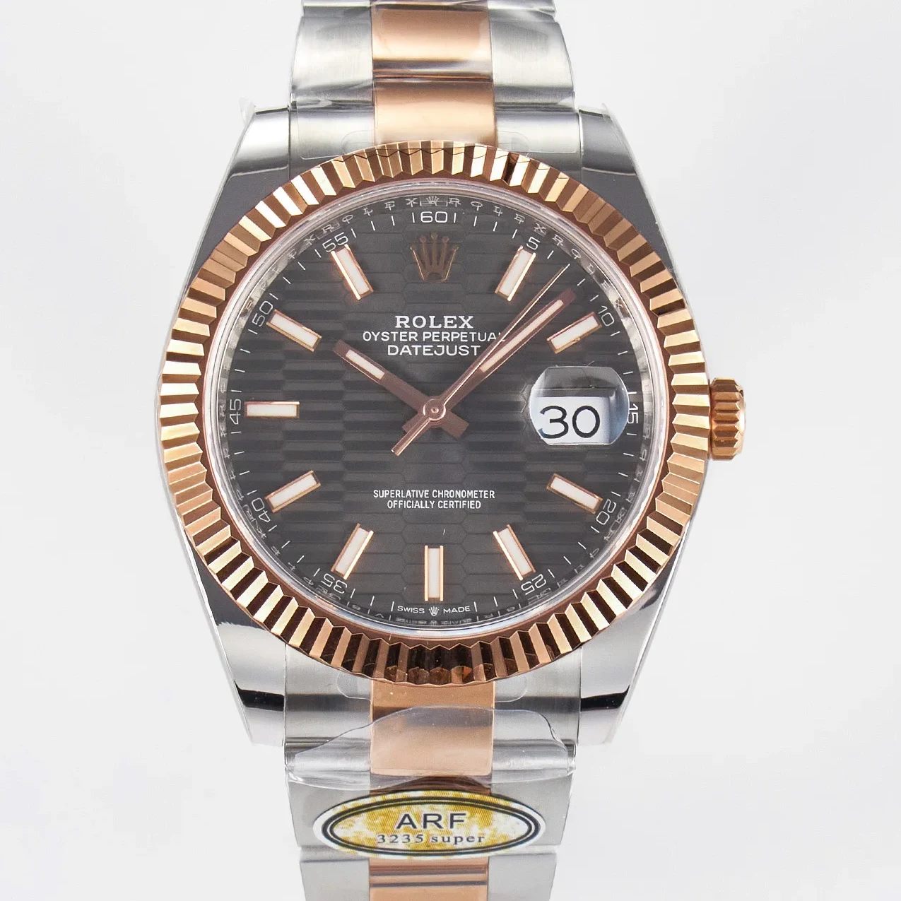 DateJust 41 126331 ARF 1:1 Best Edition 904L Steel Gray Textured Dial on SS/RG Oyster Bracelet SH3235(Gain Weight)