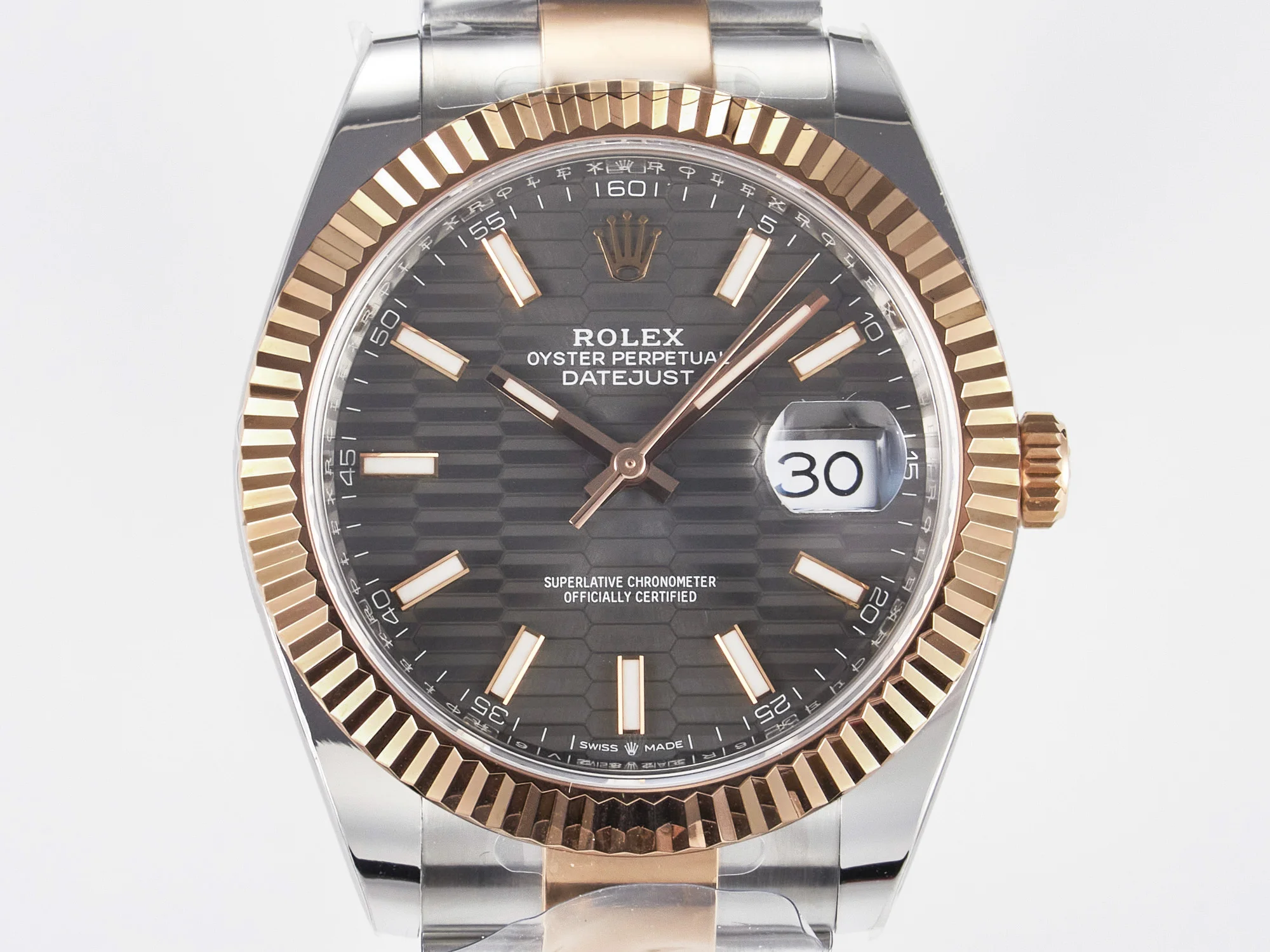 DateJust 41 126331 ARF 1:1 Best Edition 904L Steel Gray Textured Dial on SS/RG Oyster Bracelet SH3235(Gain Weight)