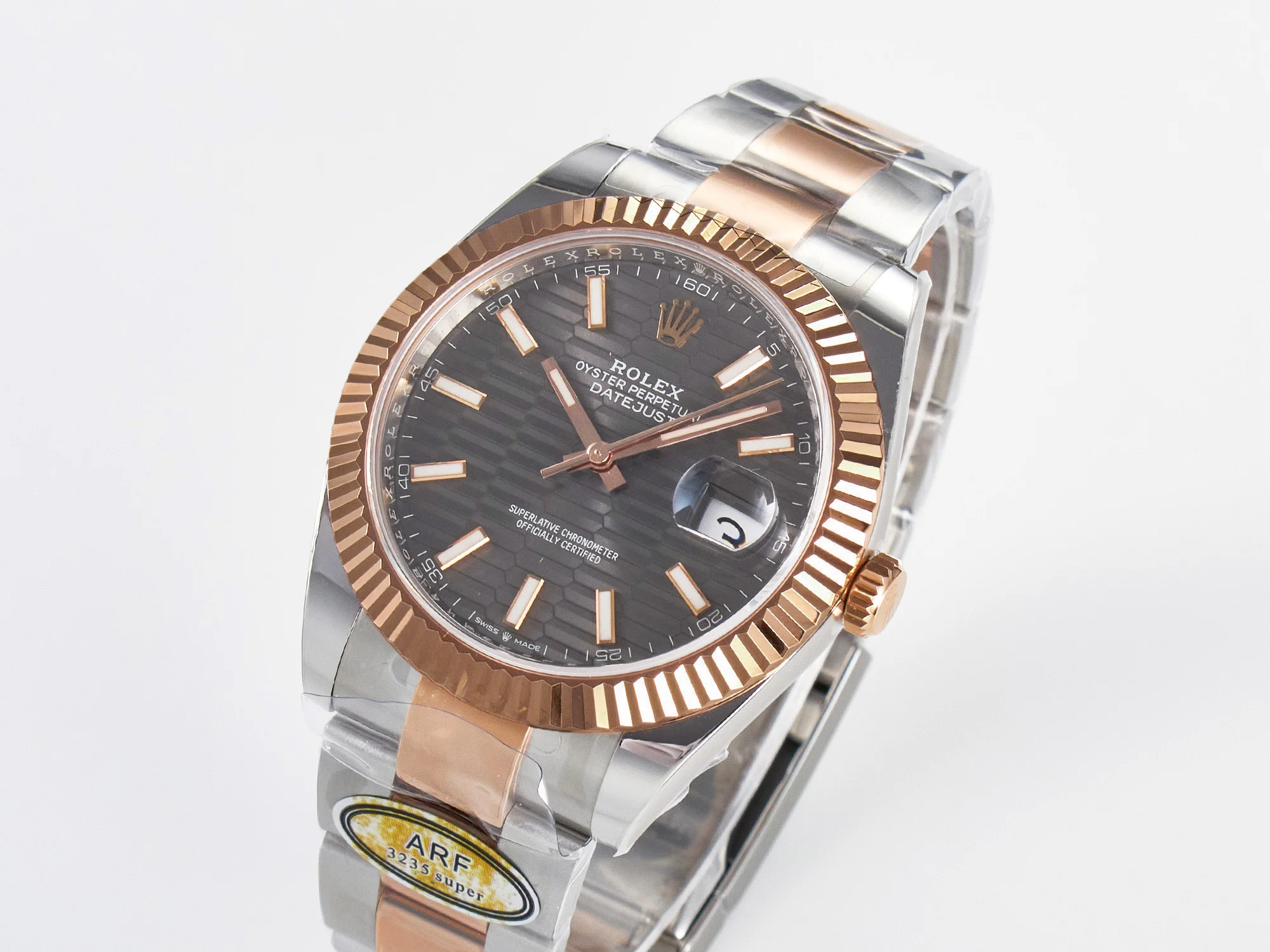 DateJust 41 126331 ARF 1:1 Best Edition 904L Steel Gray Textured Dial on SS/RG Oyster Bracelet SH3235(Gain Weight)