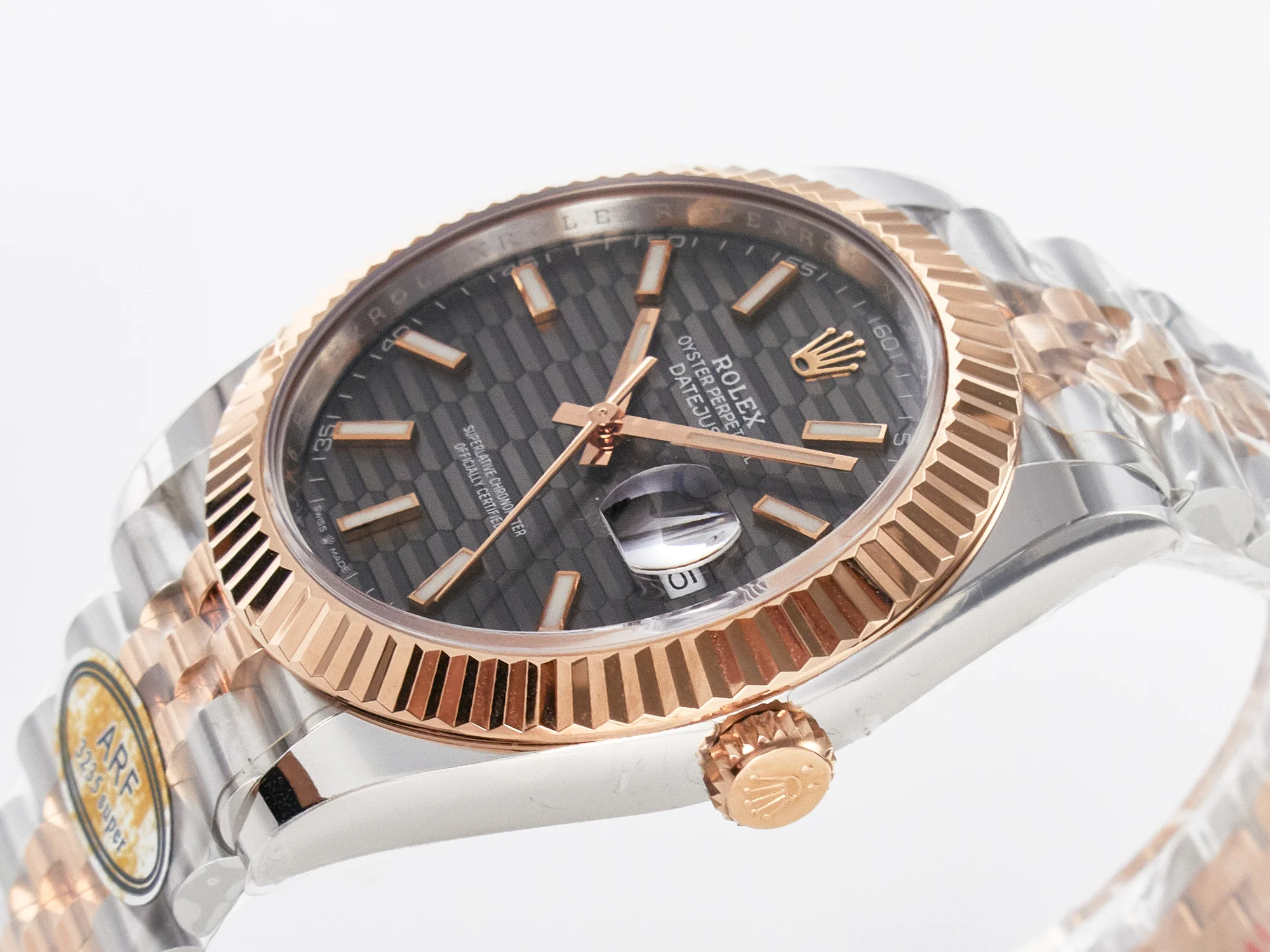 DateJust 41 126331 ARF 1:1 Best Edition 904L Steel Gray Textured Dial on SS/RG Jubilee Bracelet SH3235(Gain Weight)