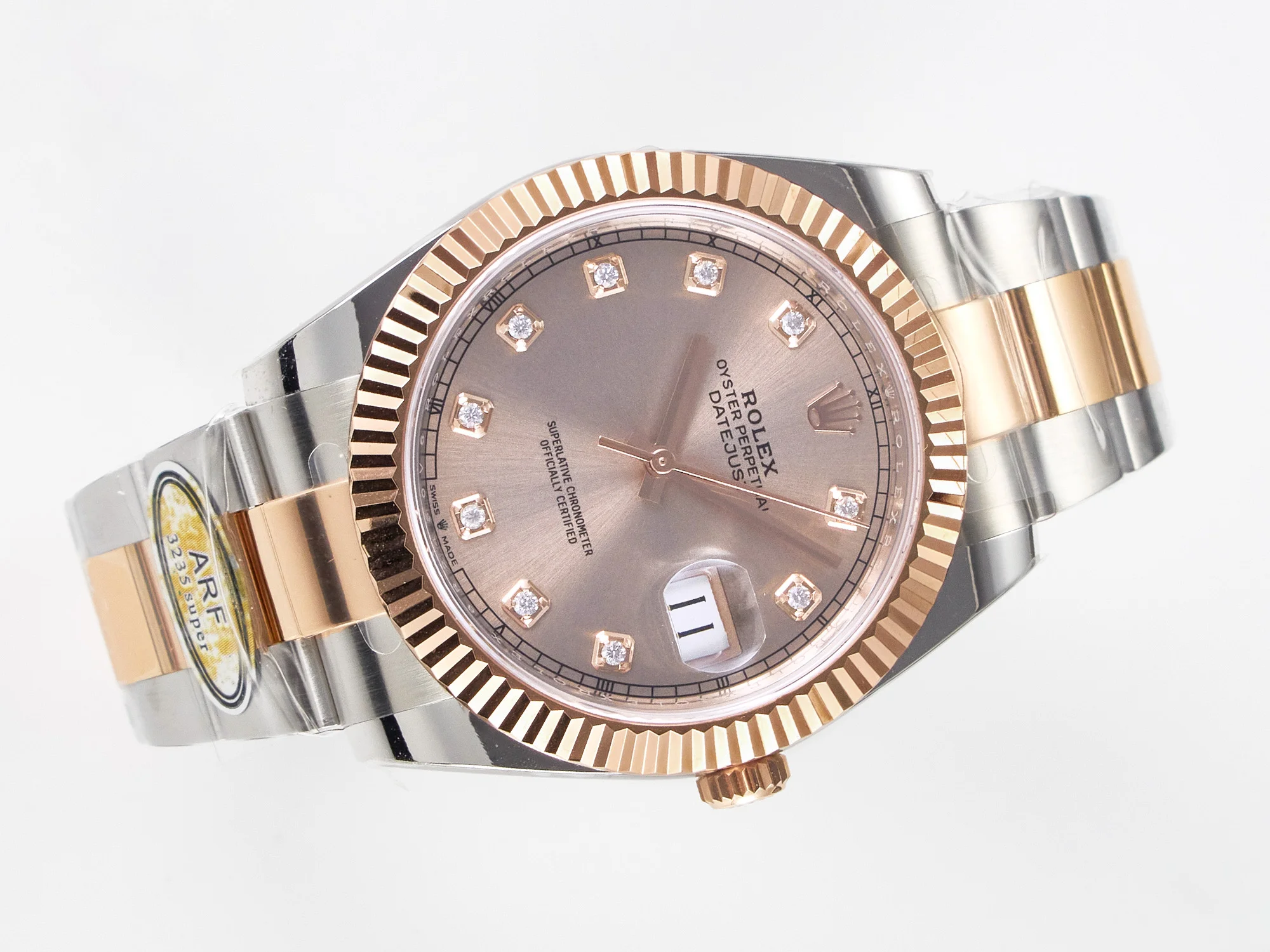 DateJust 41 126331 ARF 1:1 Best Edition 904L Steel RG Diamonds Dial on SS/RG Oyster Bracelet SH3235(Gain Weight)