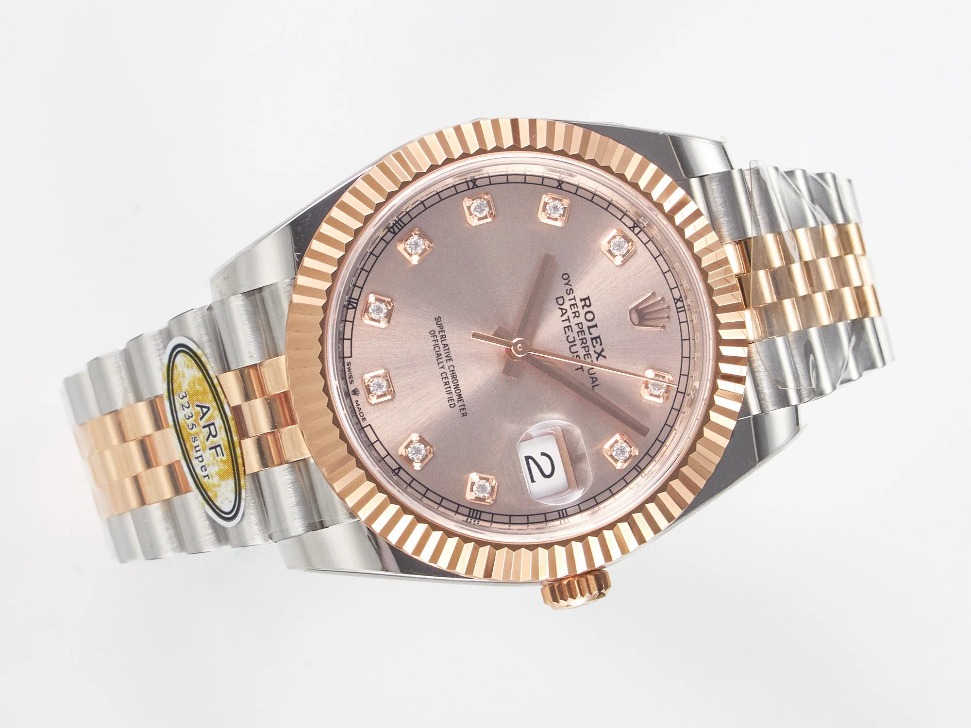 DateJust 41 126331 ARF 1:1 Best Edition 904L Steel RG Diamonds Dial on SS/RG Jubilee Bracelet SH3235(Gain Weight)