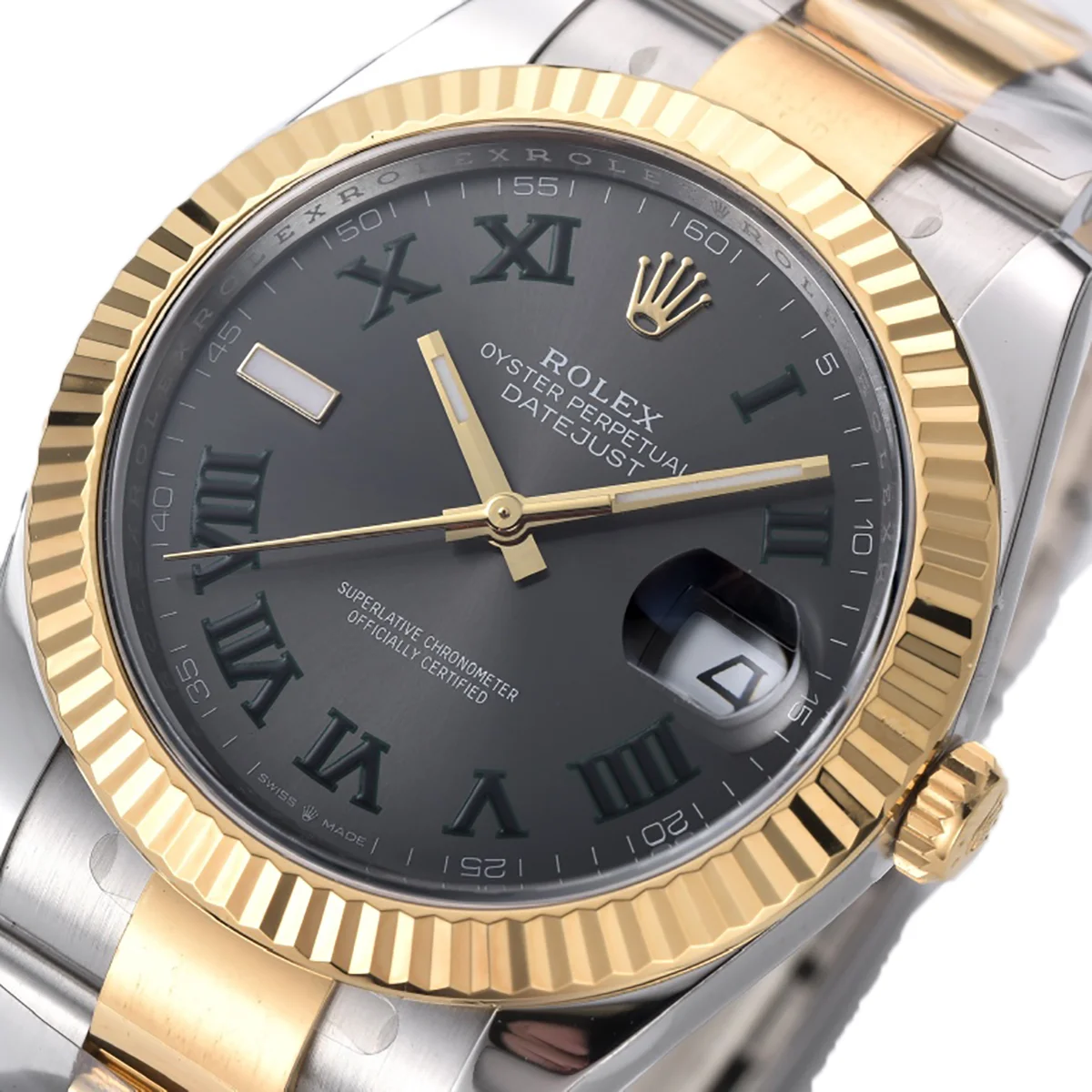 Datejust 41 126333 Slate Dial Stick Markers in Yellow/Steel on Oyster Bracelet