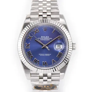 Datejust 41 126334 Azzurro Blue Dial Roman Markers on Jubilee Bracelet