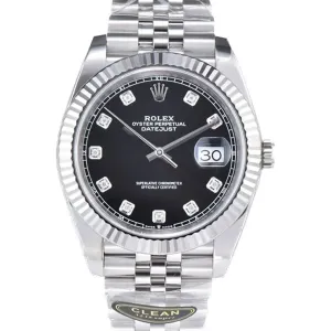 Datejust 41 126334 Bright Black Dial Diamond Markers on Jubilee Bracelet