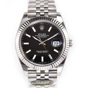 Datejust 41 126334 Bright Black Dial Stick Markers on Jubilee Bracelet