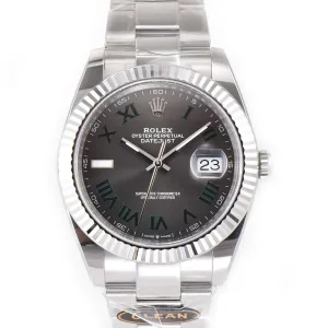 Datejust 41 126334 Slate Dial Stick Markers on Oyster Bracelet