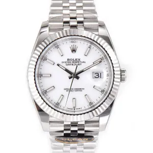 Datejust 41 126334 White Dial Stick Markers on Jubilee Bracelet