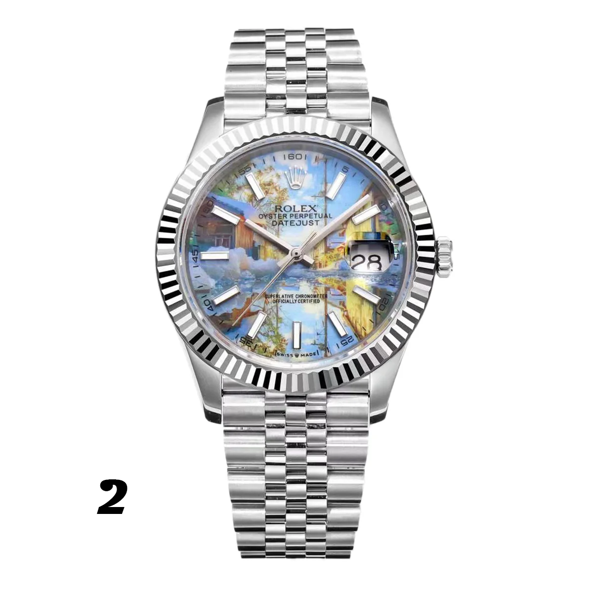 Datejust 41 Custom Dial with Stick Marker in Steel