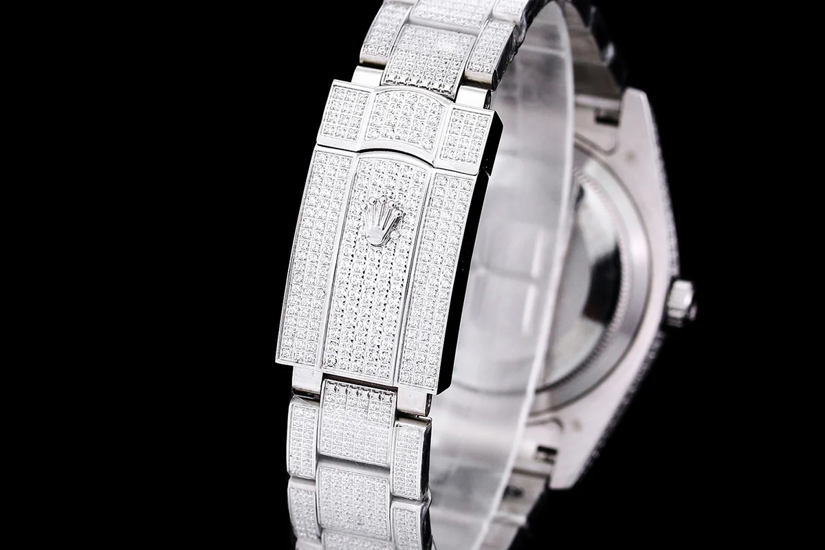 Datejust 41 Custom Diamond Paved Dial with Stick Markers in Steel