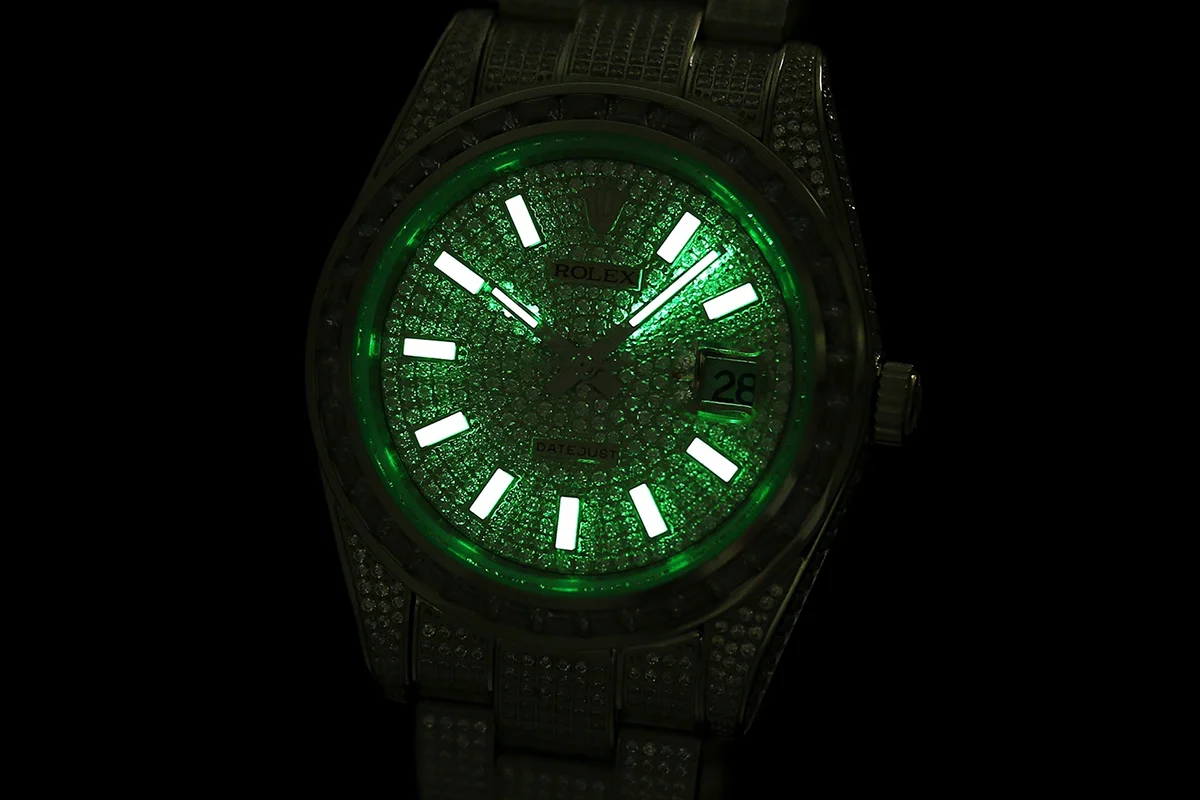 Datejust 41 Custom Diamond Paved Dial with Stick Markers in Steel