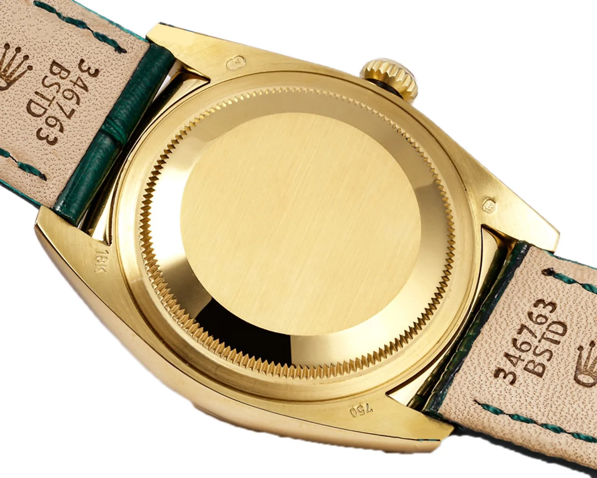 Day-Date 36 Green Dial in Yellow Gold on Leather Strap
