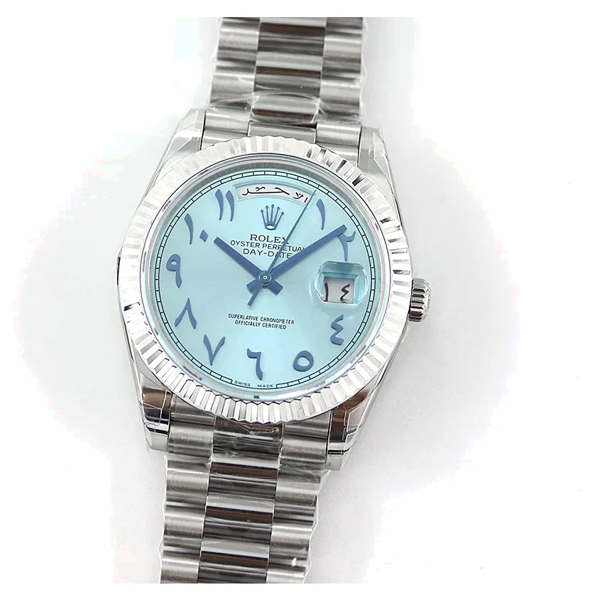 Day-Date 40 228206 Blue Dial in Platinum with Arabic Markers