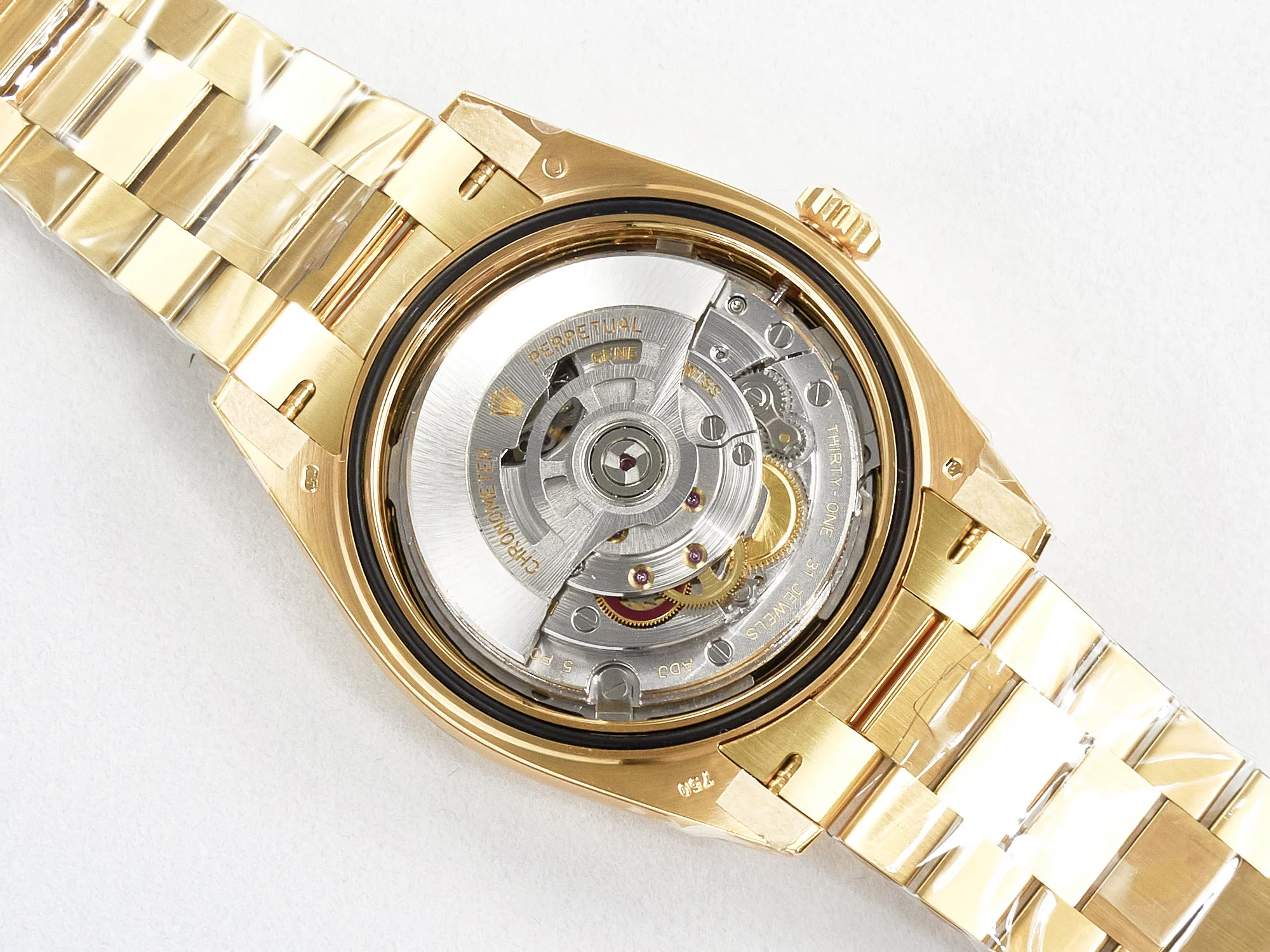 Day Date 40 228238 ARF 904L Steel Gold Stick Dial on President Bracelet VR3255