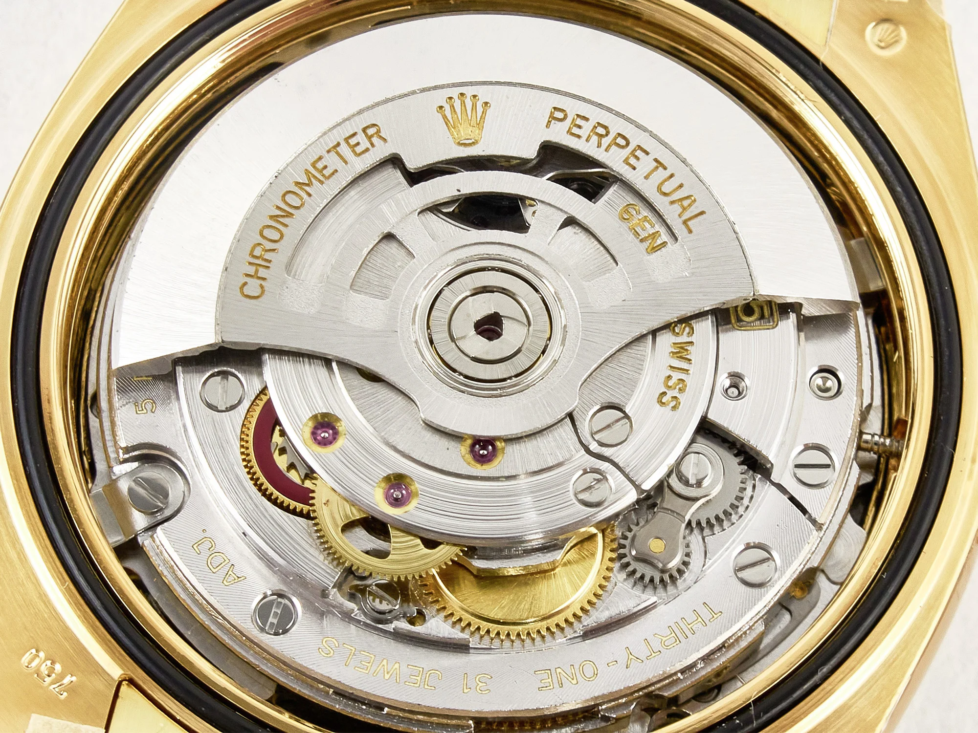 Day Date 40 228238 ARF 904L Steel Gold Stick Dial on President Bracelet VR3255