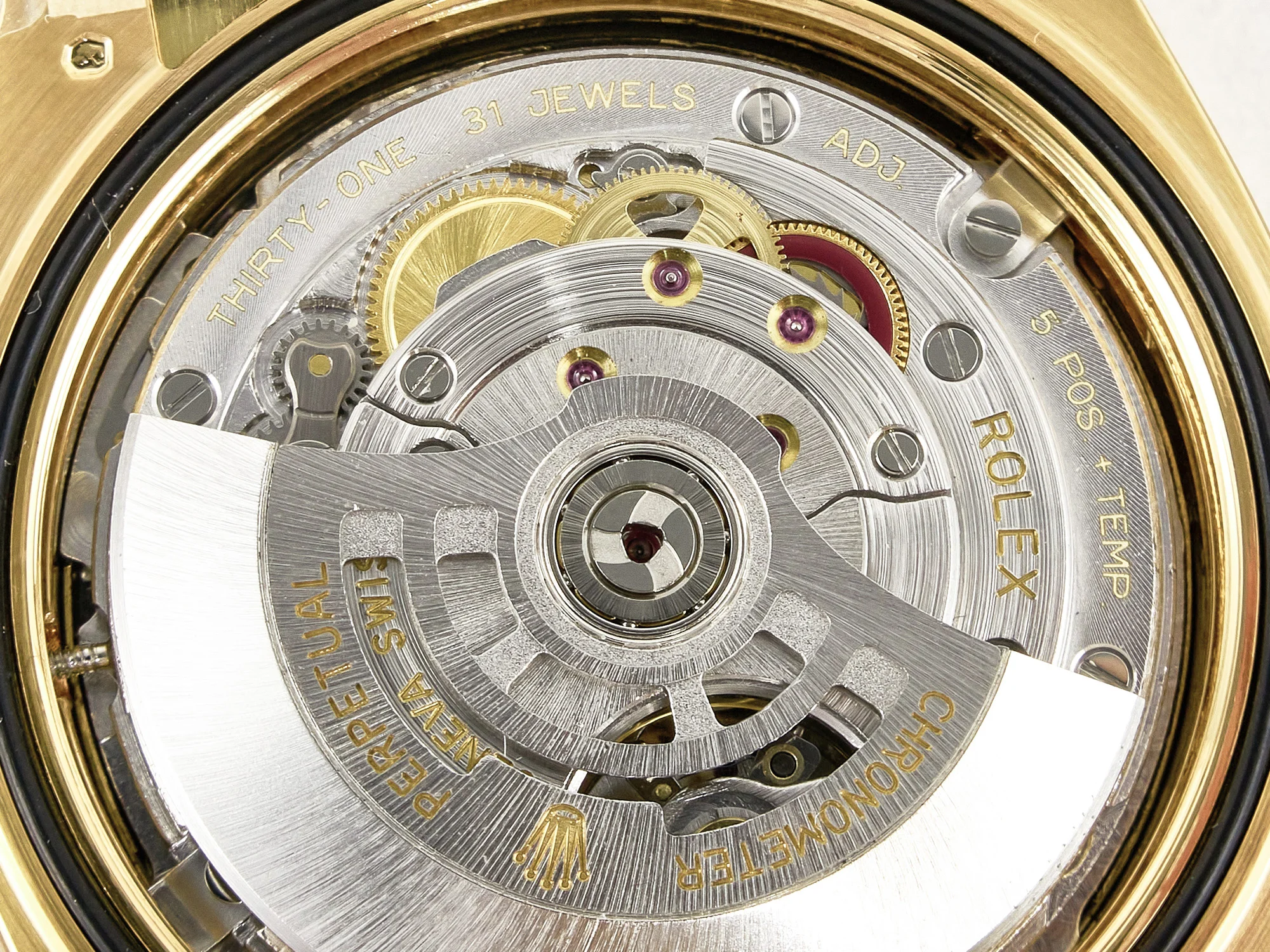 Day Date 40 228238 ARF 904L Steel Gold Stick Dial on President Bracelet VR3255