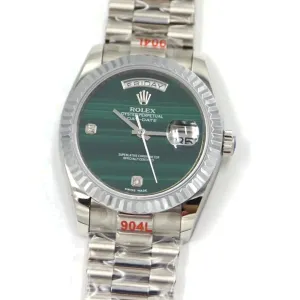 Daydate 36 128236 Malachite Diamond Marker Dial in Platinum