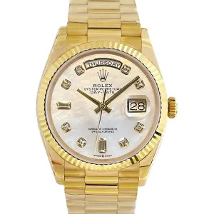 Daydate 36 128238 MOP Dial in Yellow Gold