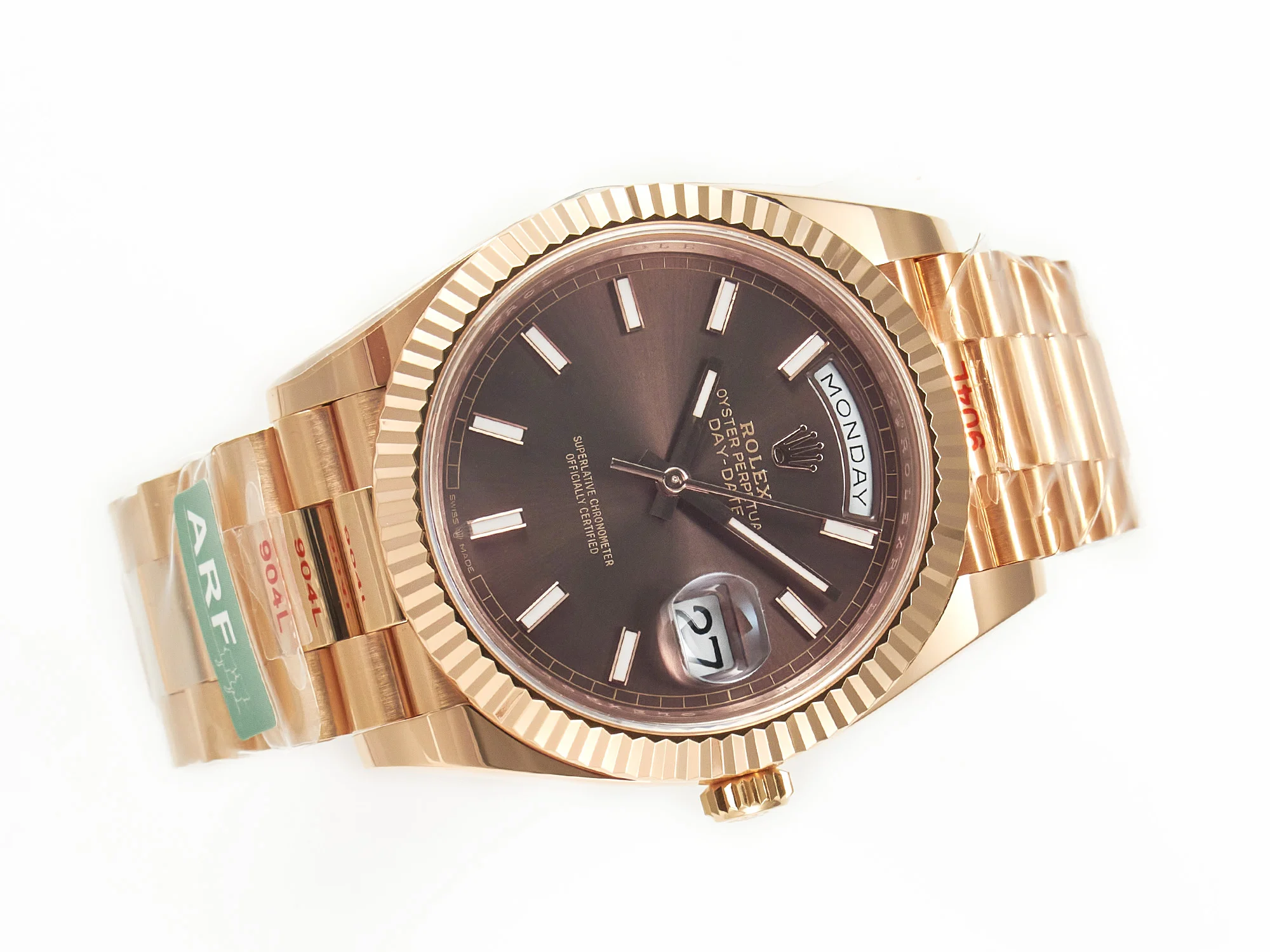 DayDate 40 228235 ARF 904L Steel Brown Stick Dial on President Bracelet VR3255